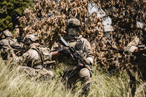Preview: Soldiers running forward and attacking enemy during military operation