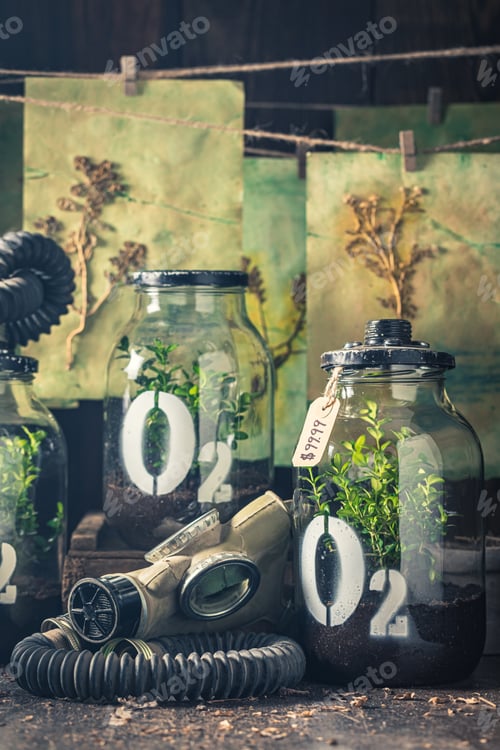 Preview: Odd oxygen mask as vision of toxic earth.