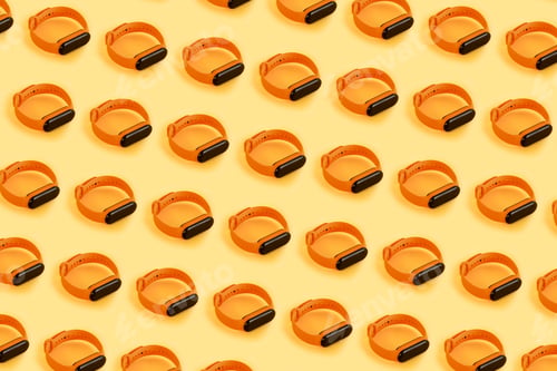 Preview: Smart watch pattern on pastel orange background.