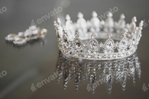Preview: jewelry crown earrings on a glass table