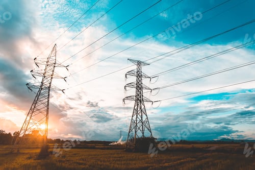 Preview: silhouette of high voltage electrical pole structure