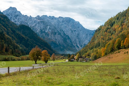 Preview: Logar valley or Logarska dolina in the Alps of Slovenia in autumn
