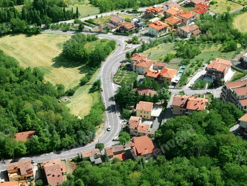 Preview: Aerial view of countryside on sunny day