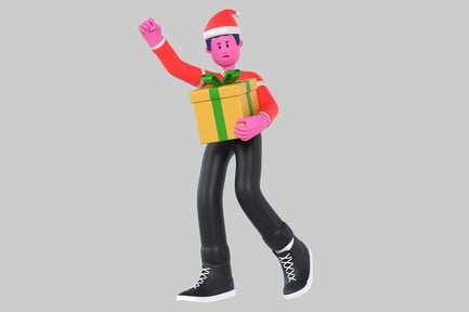 Preview: Cartoon character holding a gift box
