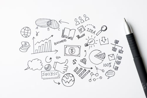 Preview: Business doodles icons set - hand drawn