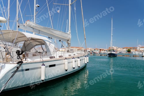 Preview: Serene Marina Dock with Moored Sailboats