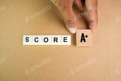 Preview: alphabet with the word score A plus.