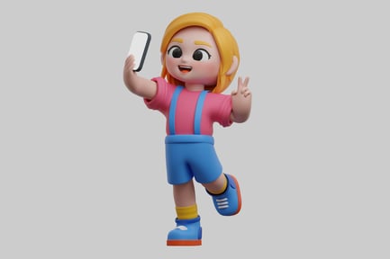 Preview: Cartoon girl taking selfie