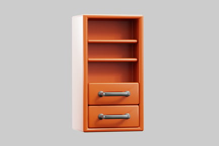 Preview: Orange cabinet with two drawers and three shelves