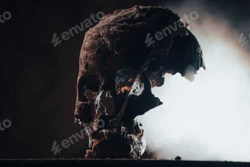 Preview: Scary grunge skull wallpaper. Halloween background.