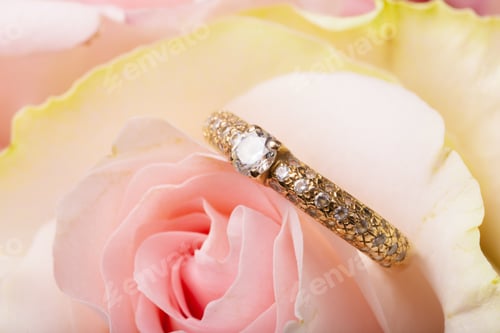 Preview: engagement ring on natural romantic background