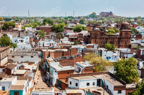 Preview: View of Datia village with palace. Madhya Pradesh, India