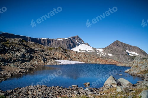 Preview: View of Mount Albert Edward with small lake in front on Vancouver Island, British Columbia, Canada