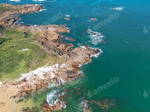 Preview: Drone footage of the nice rocky seashore in Port Stephens, Australia