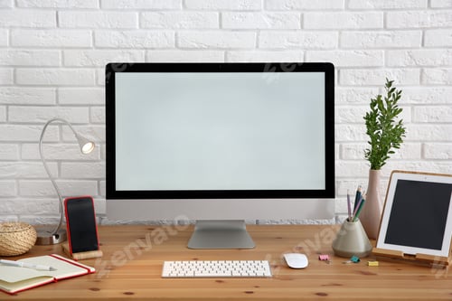 Preview: Stylish workplace with modern computer on desk