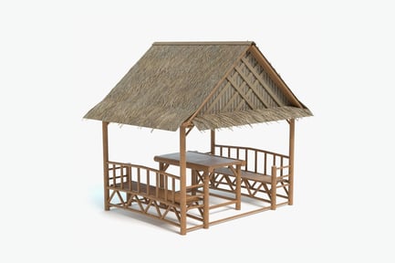 Preview: Thatch Roof Beach Hut with Seating