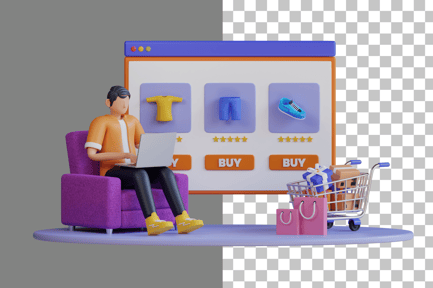 Preview: Buying Goods via the Internet 3D Illustration