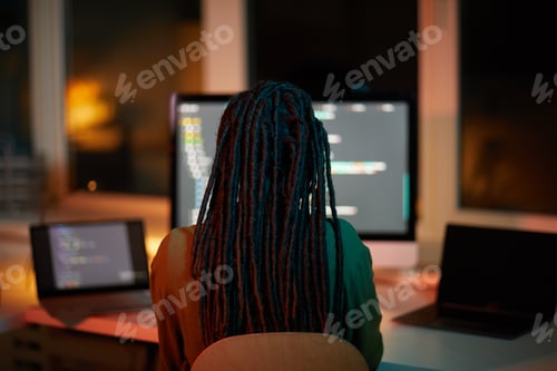 Preview: Female IT Developer Back View