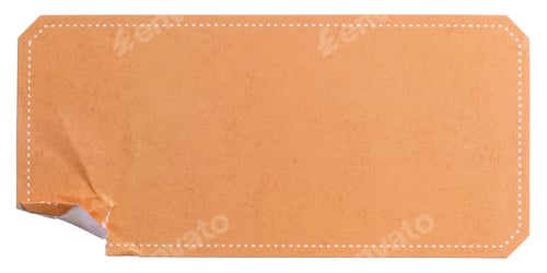 Preview: Orange rectangular paper sticker label isolated on white background.