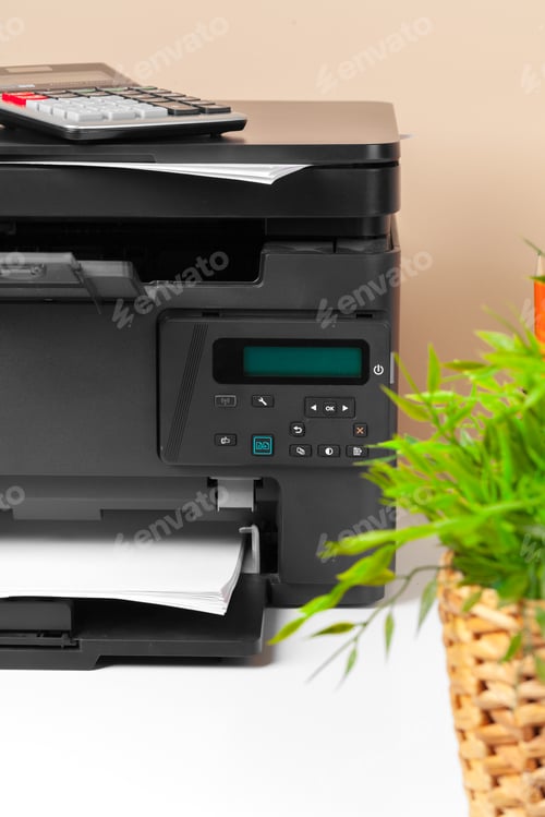Preview: Printer, copier, scanner in office. Workplace
