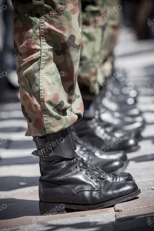 Preview: Army parade - military force uniform soldier boot row