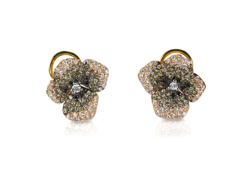 Preview: Multi Colored chocolate white and black diamond floral earrings