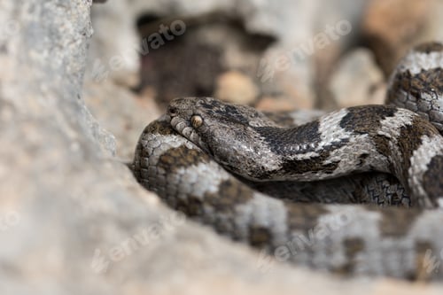Preview: A detail shot of European Cat snake (Telescopus fallax) or Soosan Snake, on the island of Malta.