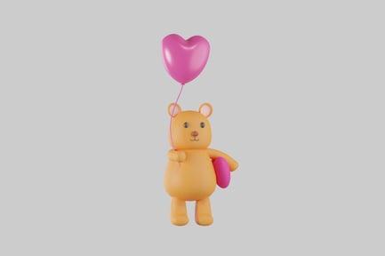 Preview: Heart balloon teddy bear