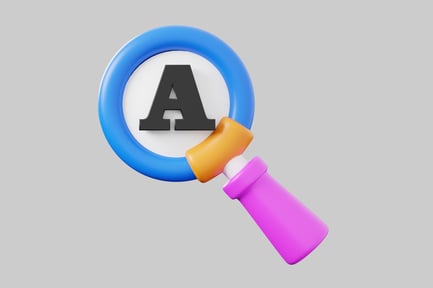 Preview: Cartoon magnifier with letter a
