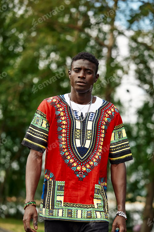 Preview: A black man walks in the park, an attractive black man, smiling, walks through the city park, rest