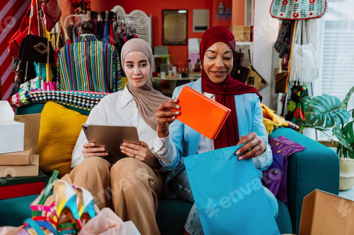 Preview: Diverse women collaborating on online fashion retail business
