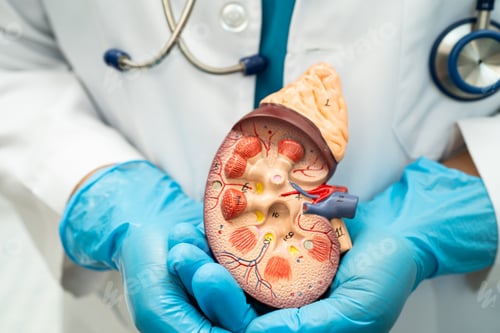 Preview: Kidney disease, Chronic kidney disease ckd, Doctor hold human model to treat and study in hospital.