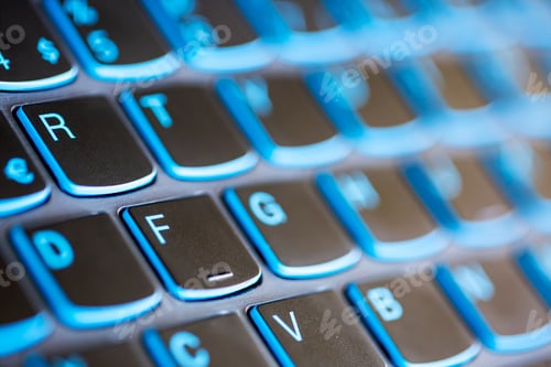 Preview: Top view of an extremely close-up computer keyboard keys