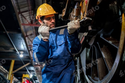 Preview: Engineer checking construction process railway and checking work on railroad station
