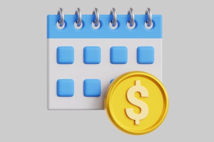 Vista previa: Calendario financiero con moneda de un dólar