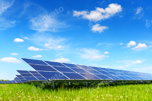 Preview: Solar panel on blue sky background