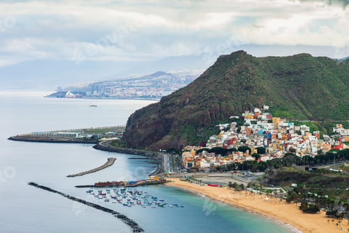 Preview: Top view of beach Las Teresitas in Tenerife, Spain
