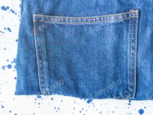 Preview: Denim Close Up with Pocket and Blue Splatter