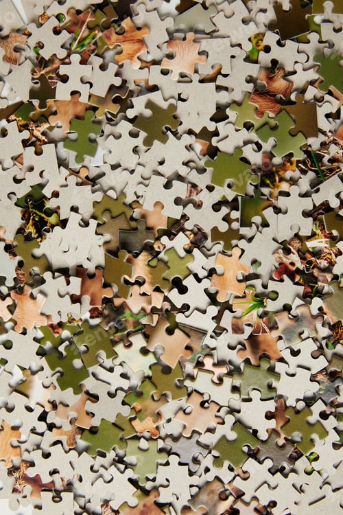 Preview: top view of jigsaw puzzle pieces background