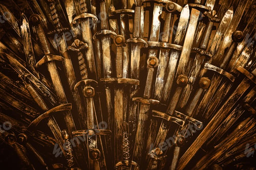 Preview: Metal knight swords background. Close up. The concept Knights.