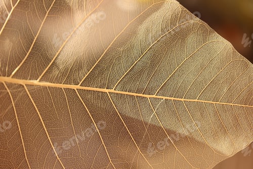 Preview: Macro photo of beautiful brown leaf on green background