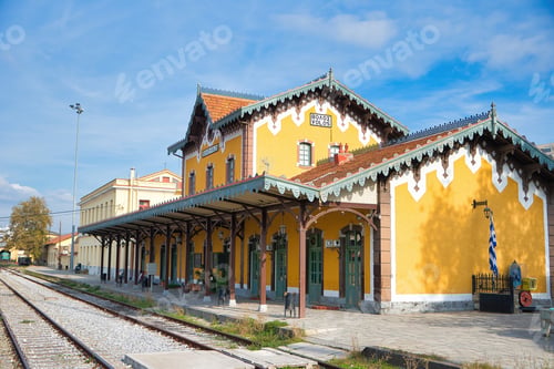Preview: Greece, Volos Railway Station, Vintage Architecture. emblematic building of the city of Volos