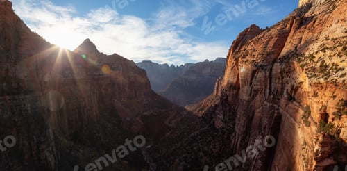Preview: Landscape view of the Mountain Peaks. Zion National Park, Utah