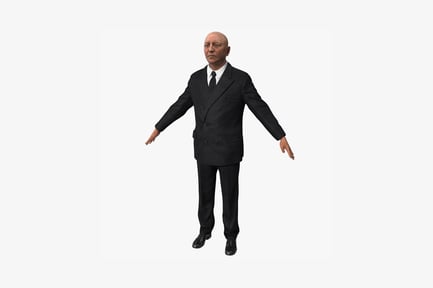 Preview: Bald man in formal suit, arms outstretched