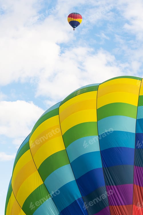 Preview: Colorful hot air balloon outside flying in blue sky