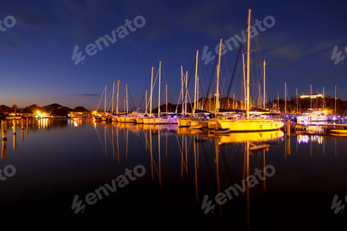 Preview: Caribbean Harbour With Sailboats At Night, Antigua