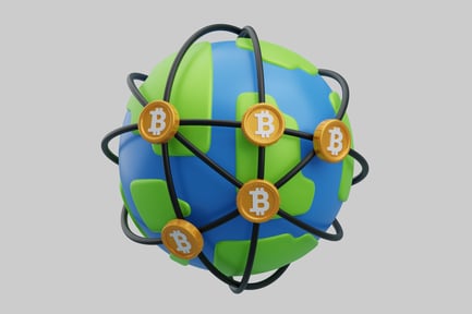 Preview: Globe with Bitcoin Logo
