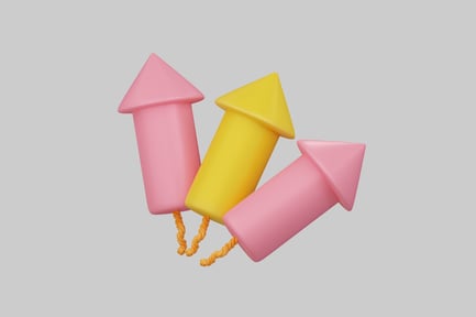 Preview: Party popper rockets, pink and yellow