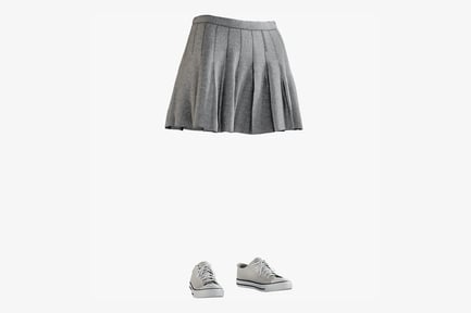 Preview: Pleated Skirt and Canvas Sneakers Outfit