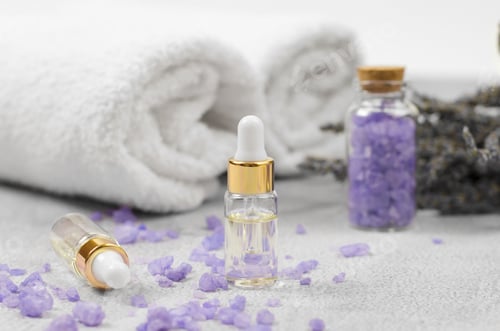 Preview: Spa composition with oils, sea salt and towels.